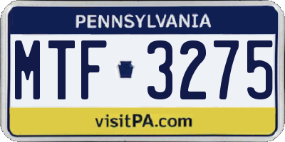 PA license plate MTF3275