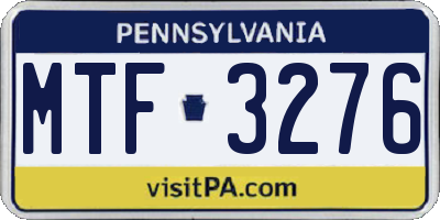 PA license plate MTF3276
