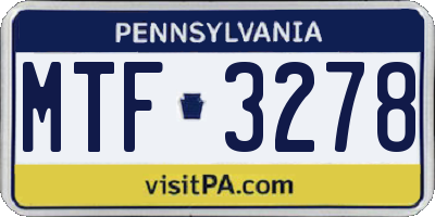 PA license plate MTF3278