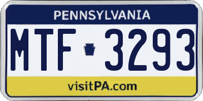 PA license plate MTF3293