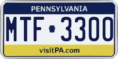 PA license plate MTF3300