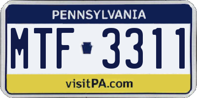 PA license plate MTF3311