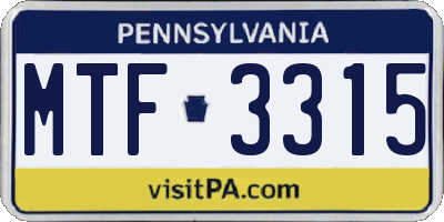 PA license plate MTF3315