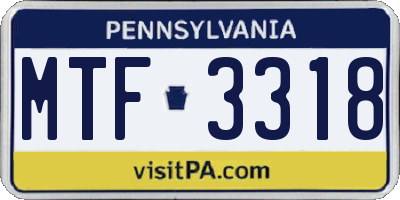 PA license plate MTF3318