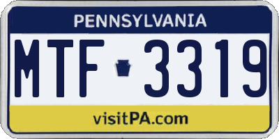 PA license plate MTF3319