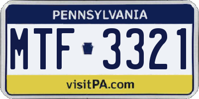 PA license plate MTF3321