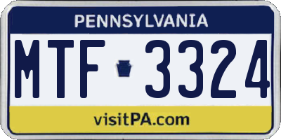 PA license plate MTF3324