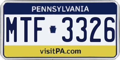 PA license plate MTF3326