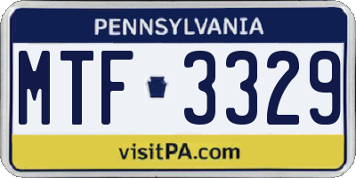 PA license plate MTF3329