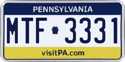 PA license plate MTF3331