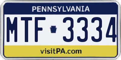 PA license plate MTF3334