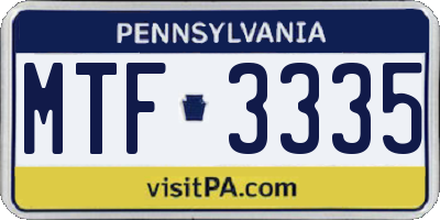 PA license plate MTF3335