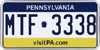 PA license plate MTF3338