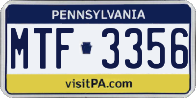 PA license plate MTF3356