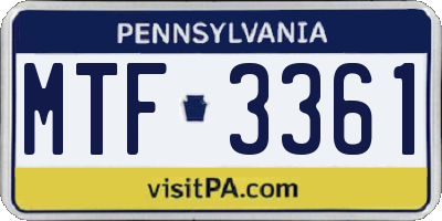 PA license plate MTF3361
