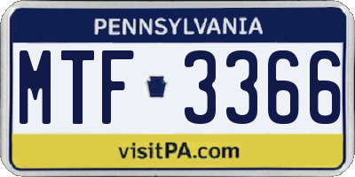 PA license plate MTF3366