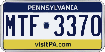 PA license plate MTF3370
