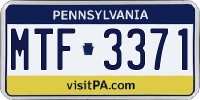 PA license plate MTF3371