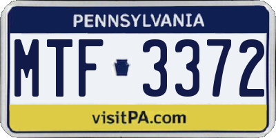 PA license plate MTF3372