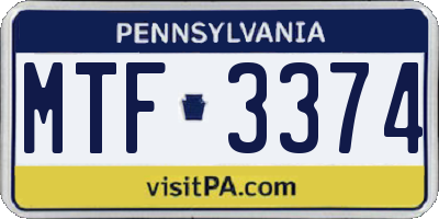 PA license plate MTF3374