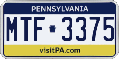 PA license plate MTF3375
