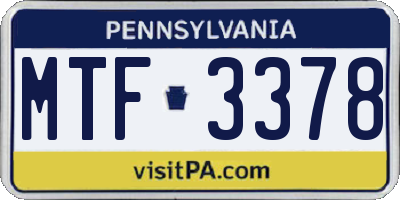 PA license plate MTF3378