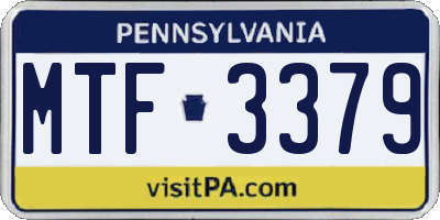 PA license plate MTF3379