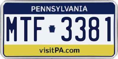 PA license plate MTF3381