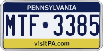 PA license plate MTF3385