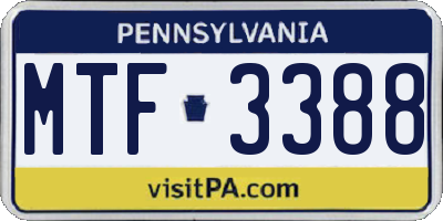 PA license plate MTF3388