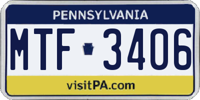 PA license plate MTF3406