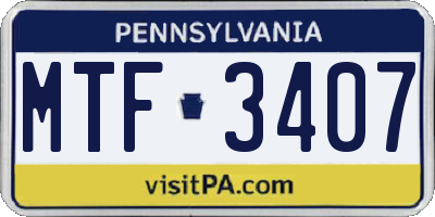 PA license plate MTF3407