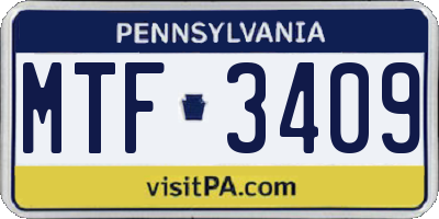 PA license plate MTF3409
