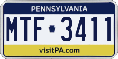 PA license plate MTF3411