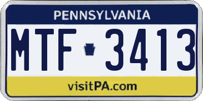 PA license plate MTF3413