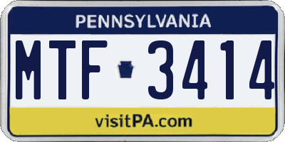 PA license plate MTF3414