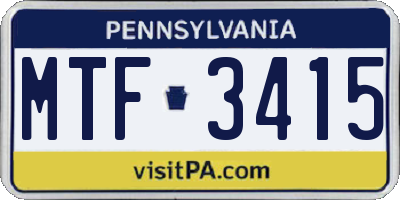 PA license plate MTF3415