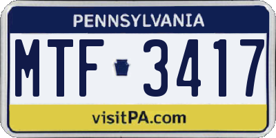 PA license plate MTF3417