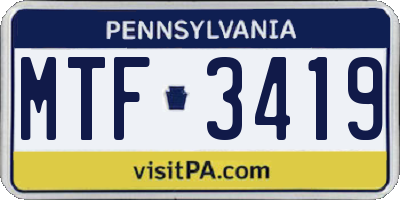 PA license plate MTF3419