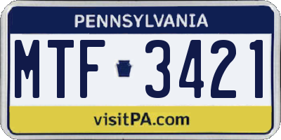 PA license plate MTF3421