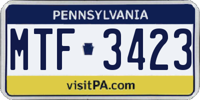 PA license plate MTF3423
