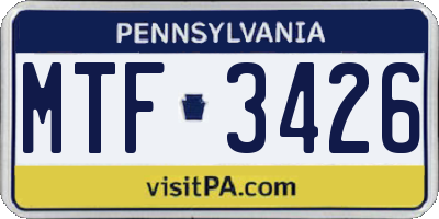 PA license plate MTF3426