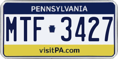 PA license plate MTF3427