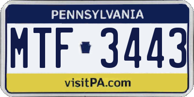 PA license plate MTF3443