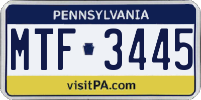 PA license plate MTF3445