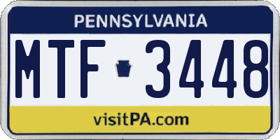 PA license plate MTF3448