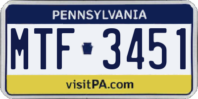 PA license plate MTF3451