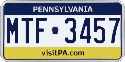 PA license plate MTF3457