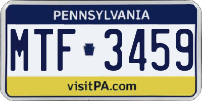 PA license plate MTF3459