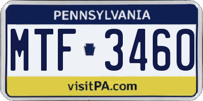 PA license plate MTF3460
